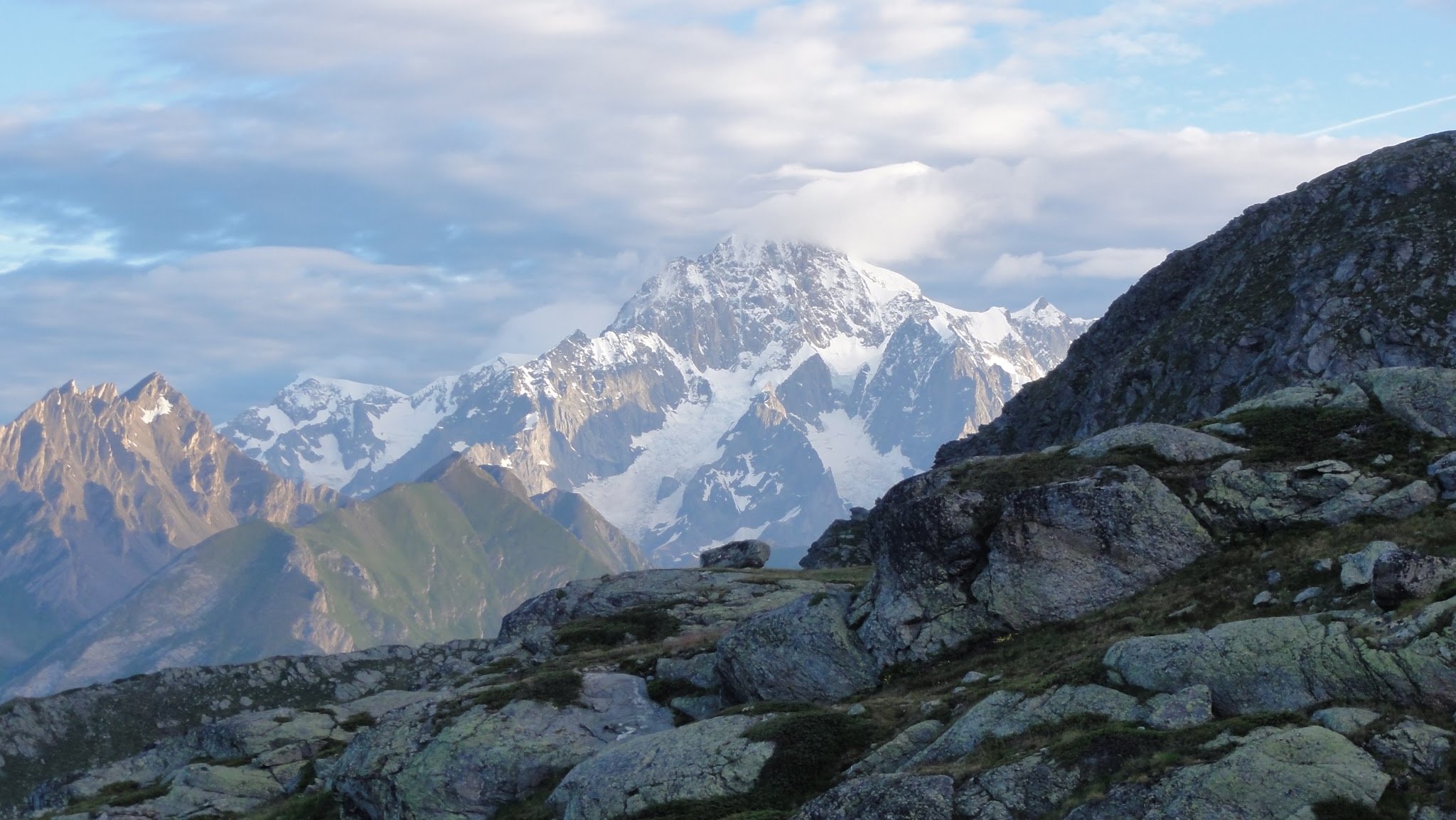 South face of Mont Blanc from Deffeyes' hut, Aosta valley, Italia