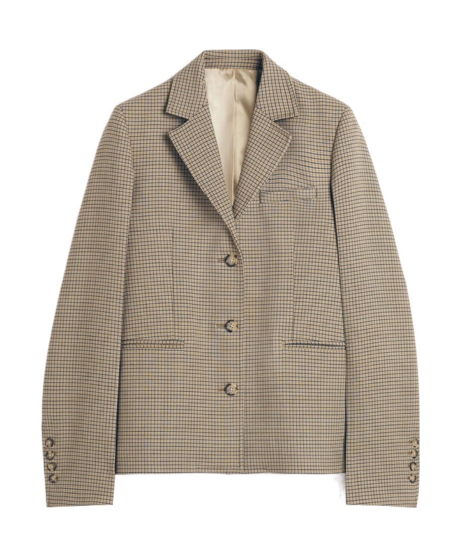 Totême Check-pattern Single-breasted Blazer In Brown