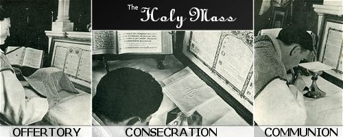 The Mass consists of three important and necessary parts, the Offertory, Consecration and Communion.