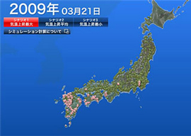 2009年3月21日の開花状況の図