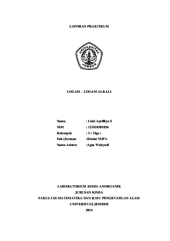 First page of “LOGAM LOGAM ALKALI”