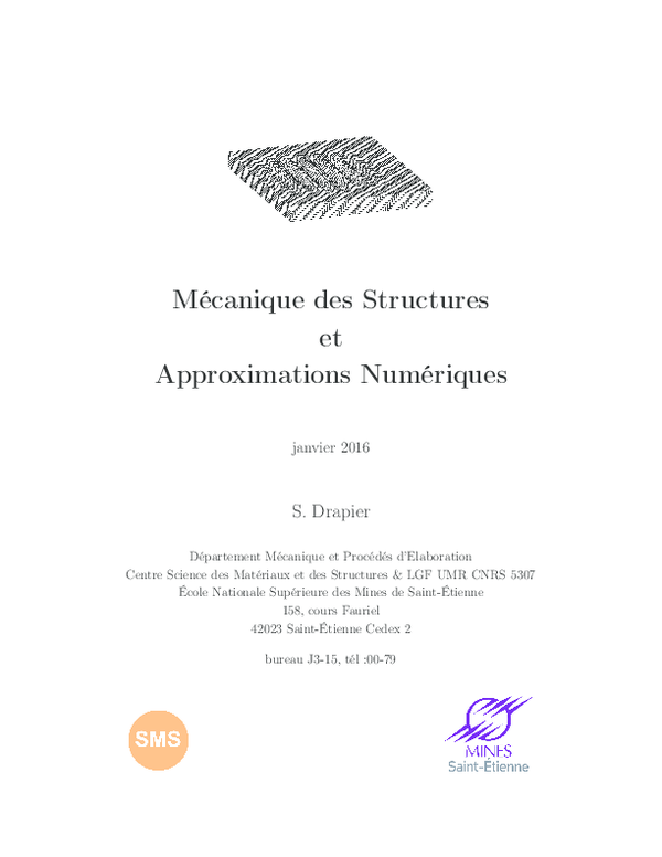 First page of “Mécanique des Structures et Approximations Numériques”