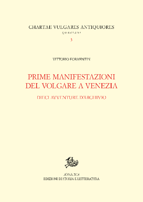 First page of “Prime manifestazioni del volgare a Venezia”