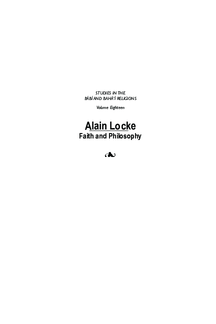 First page of “Alain Locke: Faith and Philosophy”