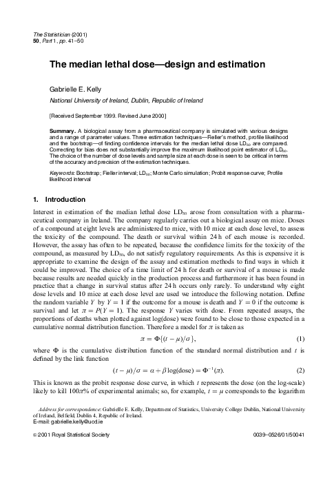 First page of “The Median Lethal Dose-Design and Estimation”