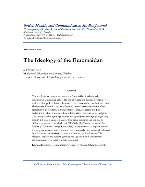 First page of “The Ideology of the Euromaidan”