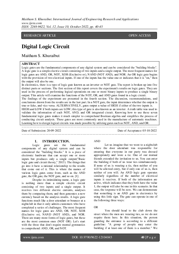 First page of “Digital Logic Circuit”