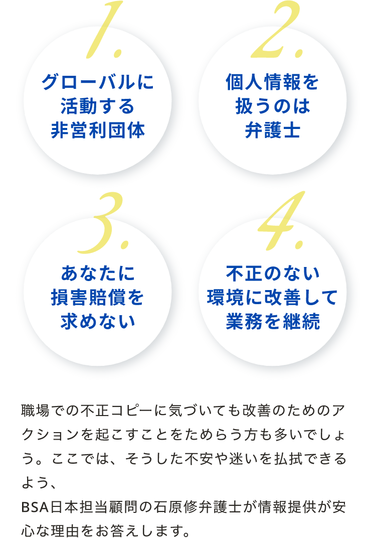 弁護士が答える BSAへの情報提供が安心な４つの理由