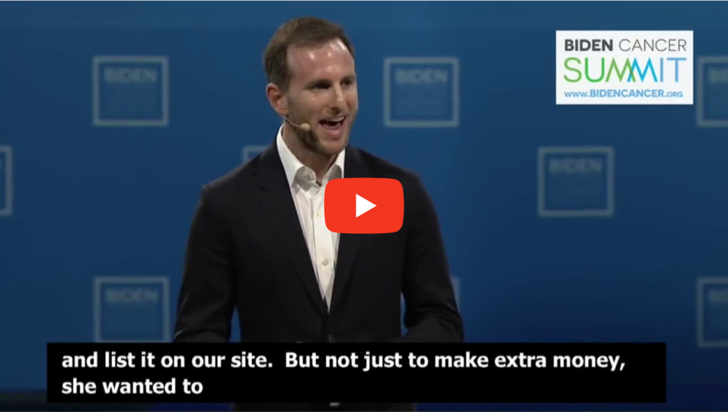 Linku i një video në YouTube të Joe Gebbia të prezantuar në Biden Cancer Summit