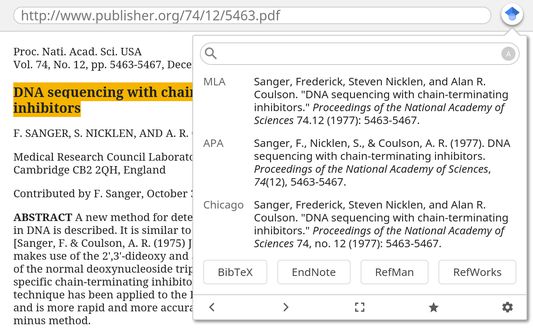 Format and download bibliographic citations.