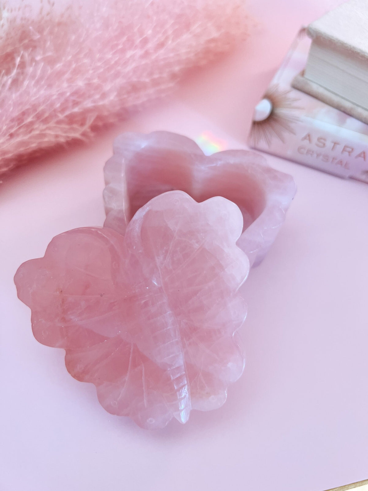 Rose Quartz Butterfly Offering Box