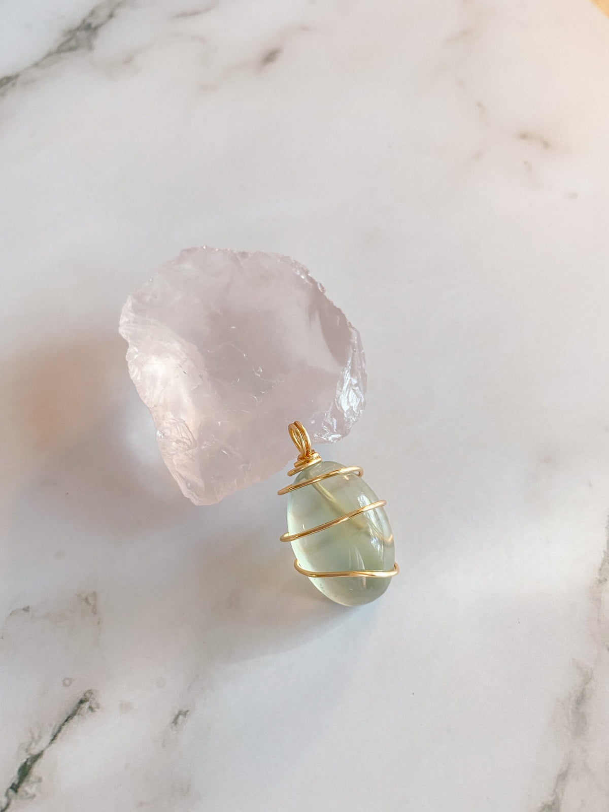 Jelly Prehnite Gemstone Pendant