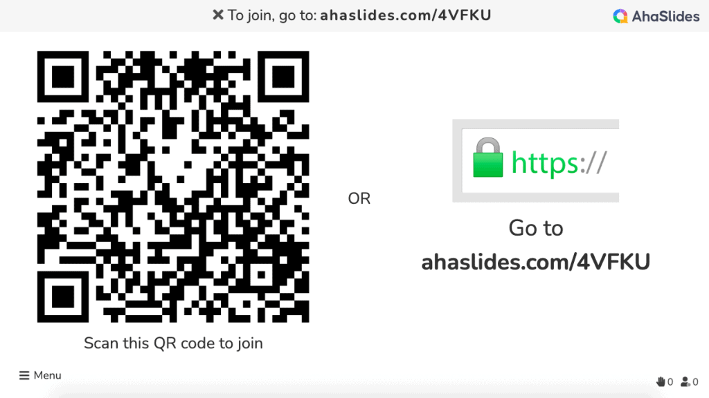 Kutsu QR-koodi ja linkki liittyäksesi AhaSlides-tietokilpailuun