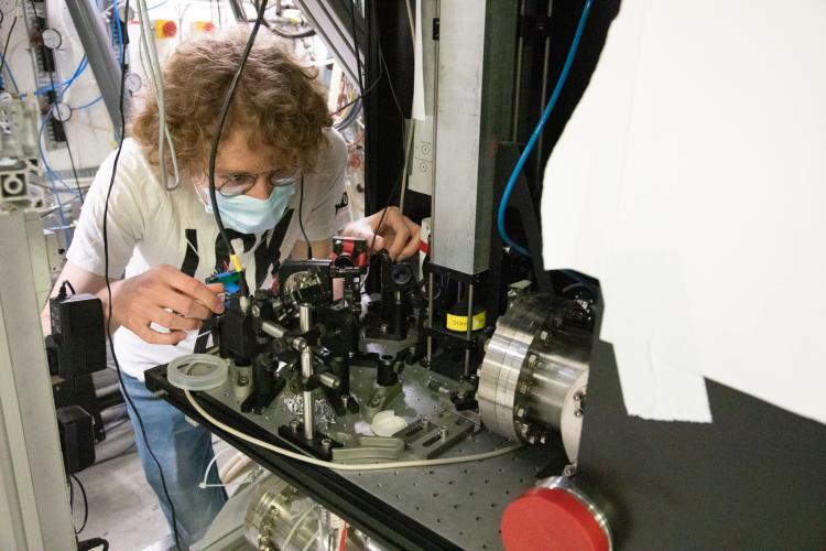 Jack aligning the UV lasers for Be+ laser cooling