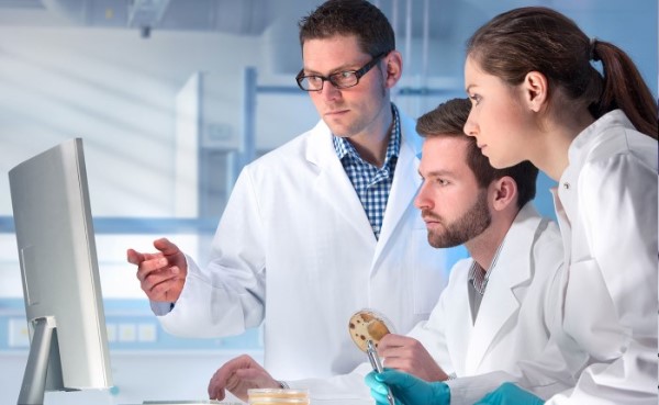 Physicians looking at the computer screen