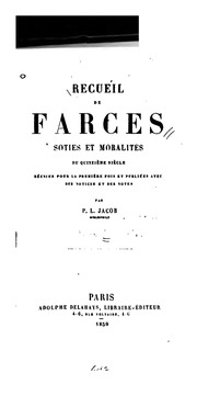 Cover of edition recueildefarces00jacogoog