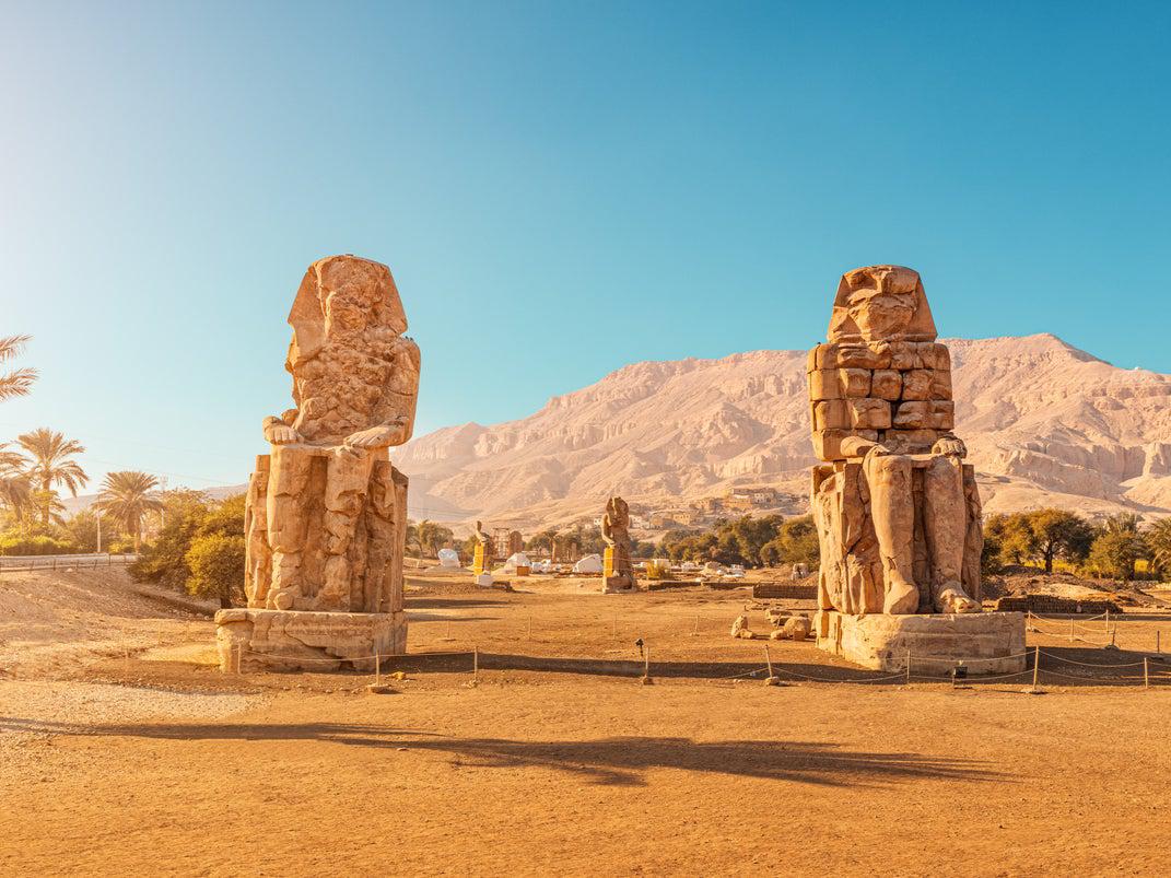 Two towering statues are attributed to 18th-dynasty Pharaoh Amenhotep III (Getty Images/iStockphoto)