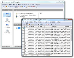 ダウンロードされたツイートはMDB形式で保存されており、「Microsoft Access」や「OpenOffice.org Base」などで開ける