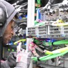 Engineer working on server racks