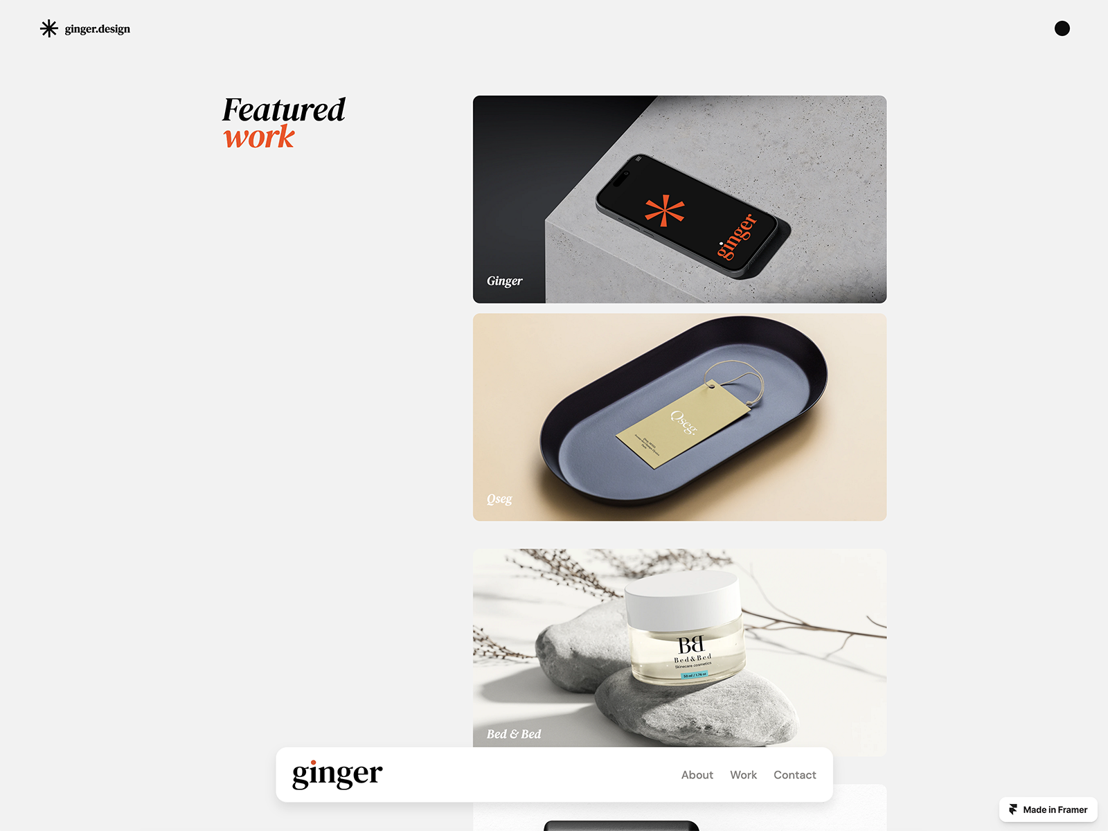 GINGER - Agency or Studio Framer Template