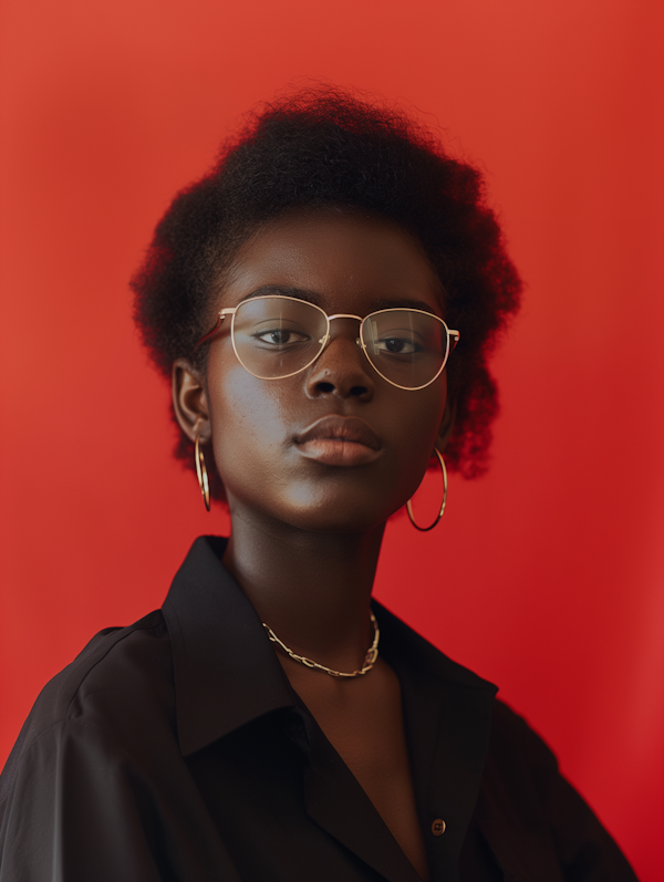 Elegant Portrait with Red Backdrop