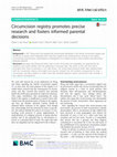 Research paper thumbnail of Circumcision registry promotes precise research and fosters informed parental decisions