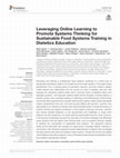 Research paper thumbnail of Leveraging Online Learning to Promote Systems Thinking for Sustainable Food Systems Training in Dietetics Education