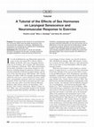 Research paper thumbnail of A Tutorial of the Effects of Sex Hormones on Laryngeal Senescence and Neuromuscular Response to Exercise