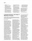 Research paper thumbnail of Language Evolution: The Origin of Meaning in Primates