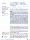 Research paper thumbnail of The effect of psychological treatment on repetitive negative thinking in youth depression and anxiety: a meta-analysis and meta-regression