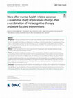 Research paper thumbnail of Work after mental-health-related absence: a qualitative study of perceived change after a combination of metacognitive therapy and work-focused interventions