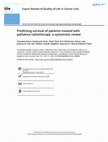 Research paper thumbnail of Predicting survival of patients treated with palliative radiotherapy: a systematic review