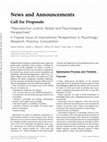 Research paper thumbnail of Call for Proposals: Reproductive Justice: Global and Psychological Perspectives