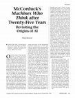 Research paper thumbnail of McCorduck's Machines Who Think after Twenty-Five Years Revisiting the Origins of AI