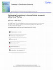 Research paper thumbnail of Cataloging Consistency in Access Points: Academic Libraries of Turkey