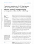 Research paper thumbnail of Fludarabine-based versus CHOP-like regimens with or without rituximab in patients with previously untreated indolent lymphoma: a retrospective analysis of safety and efficacy