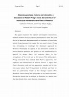 Research paper thumbnail of Absolute goodness, rhetoric and rationality: a discussion of Robert Pirsig's novel Zen and the art of motorcycle maintenance and Plato's Phaedrus.