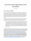 Research paper thumbnail of From Print to Pixel: Digital Editions of the Talmud Bavli