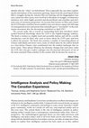 Research paper thumbnail of Intelligence Analysis and Policy Making: The Canadian Experience by Thomas Juneau and Stephanie Carvin