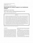 Research paper thumbnail of Optimization for Carbon Footprint in an Institutional Campus