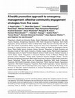 Research paper thumbnail of A health promotion approach to emergency management: effective community engagement strategies from five cases