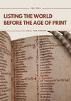 Research paper thumbnail of IMC CfP: Listing the World before the Age of Print (International Medieval Congress / 1-4 July 2024, Leeds)