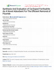 Research paper thumbnail of Synthesis and evaluation of Ca-doped ferrihydrite as a novel adsorbent for the efficient removal of fluoride