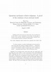 Research paper thumbnail of Quantum mechanics refutes solipsism: A proof of the existence of an external world