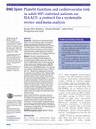 Research paper thumbnail of Platelet function and cardiovascular risk in adult HIV-infected patients on HAART: a protocol for a systematic review and meta-analysis