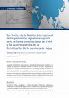 Research paper thumbnail of Los Límites De La Gestión Internacional De Las Provincias Argentinas a Partir De La Reforma Constitucional De 1994 y Los Avances Previos en La Constitución De La Provincia De Jujuy