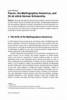 Research paper thumbnail of “Panzer, the Mythographus Homericus, and fin de siècle German Scholarship”, in Joan Pagès & Nereida Villagra (ed.), Myths on the Margins of Homer. Prolegomena to the Mythographus Homericus, Berlin & Boston (2022), ps. 17-27 [uncorrected proofs].