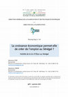 Research paper thumbnail of La croissance économique permet-elle de créer de l'emploi ? Validité de la Loi d'Okun au Sénégal