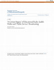 Research paper thumbnail of “A certain stigma” of educational radio: Judith Waller and “public service” broadcasting