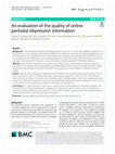 Research paper thumbnail of An evaluation of the quality of online perinatal depression information